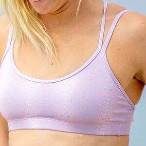 Bahasa Strappy Sports Bra Pink & Purple Alpha Print